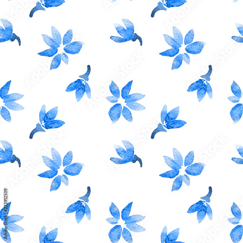 Floral seamless pattern painted with watercolor.