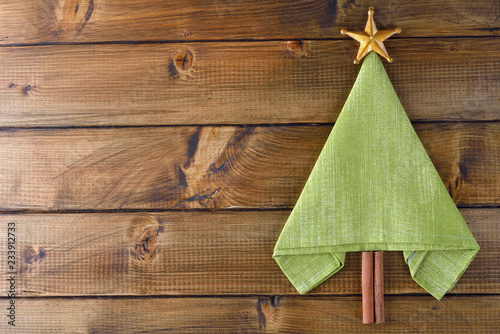 Christmas tree from green napkin