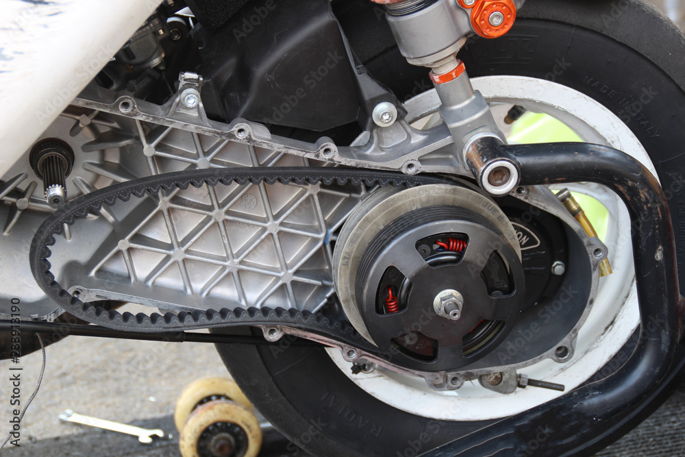 Obraz premium Casing cover Scooter racing. Details of motor technics