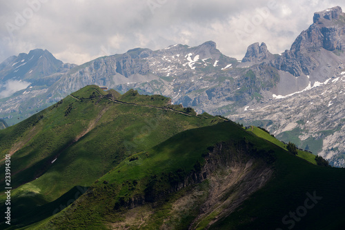 Mountains views on a hiking trail near Stoos, Schwitz, Switzerland photo