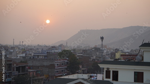 coucher de soleil sur Jaipur