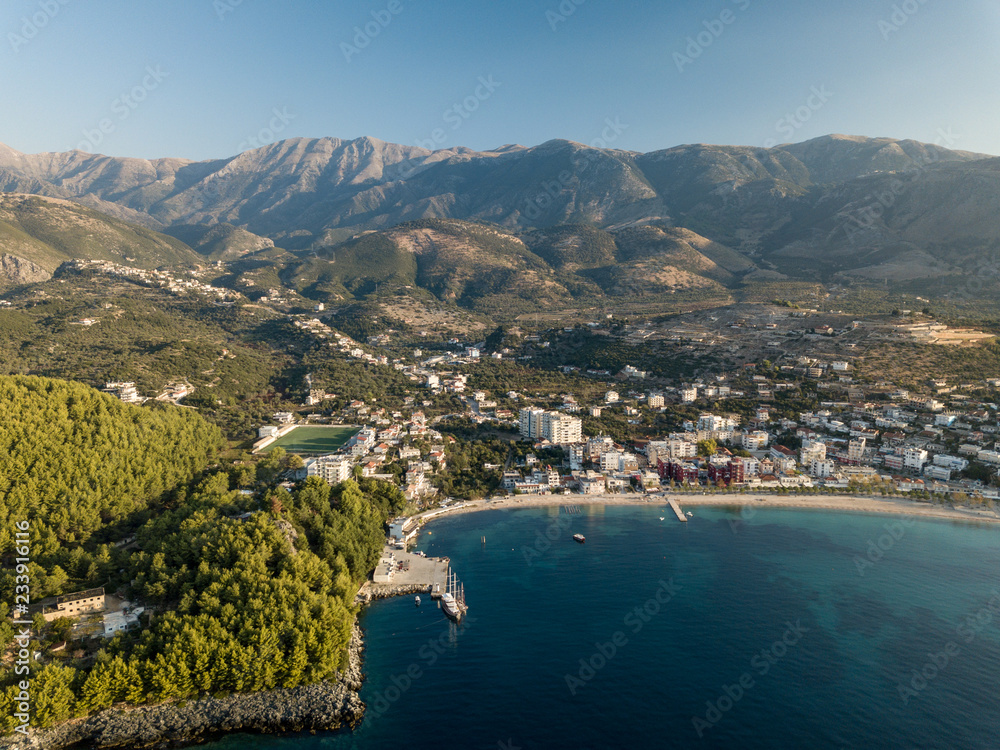 Aerial drone photo of Himara, Albania Aerial drone photo of Himara, Albania