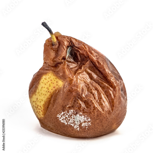 Tableau sur toile Pear spoiled isolated on white background