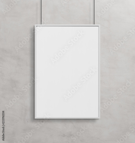 White frame hanging mockup 3d rendering