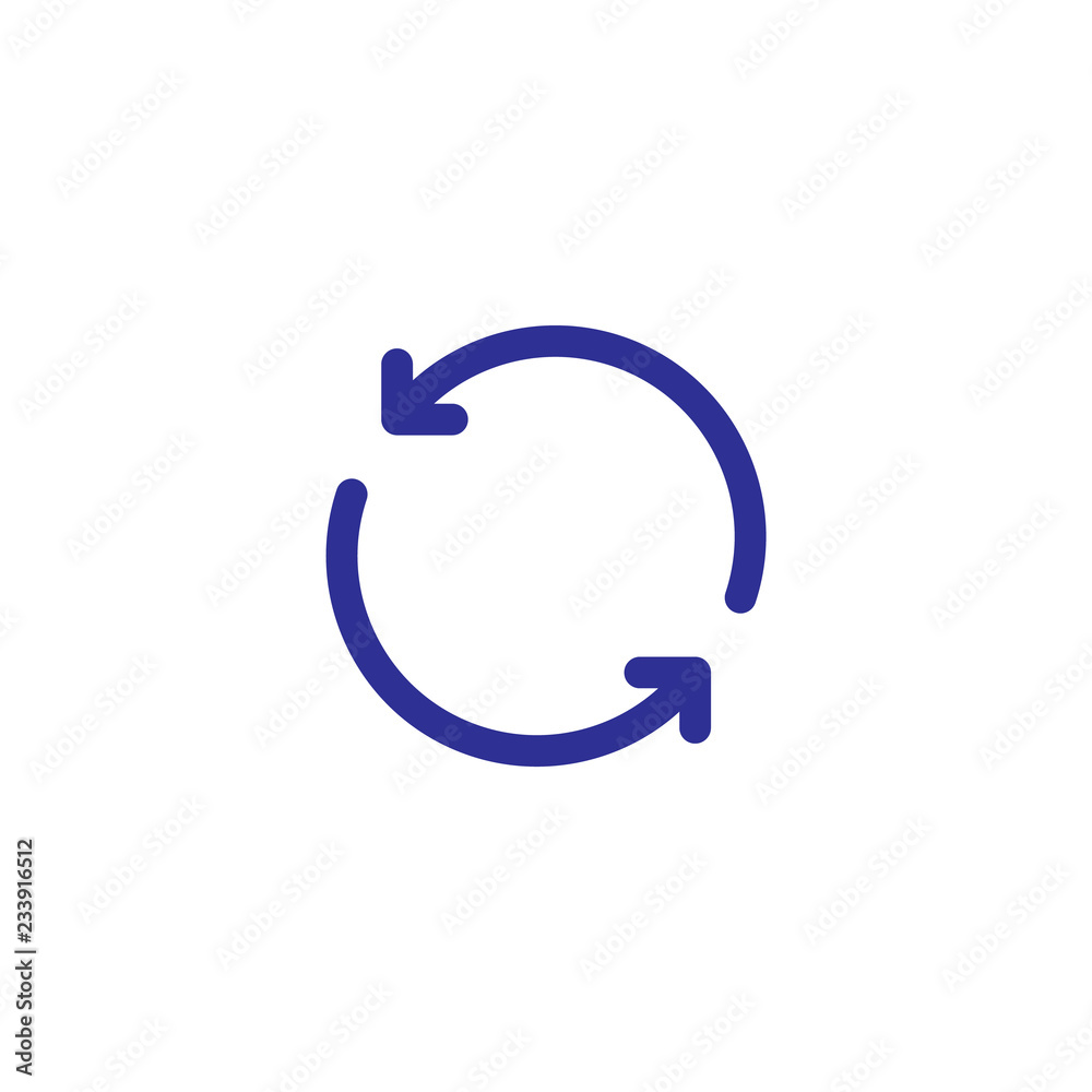 Synchronize, refresh, restart, reload, update, recover mobile, web application vector illustration simple line icon button symbol