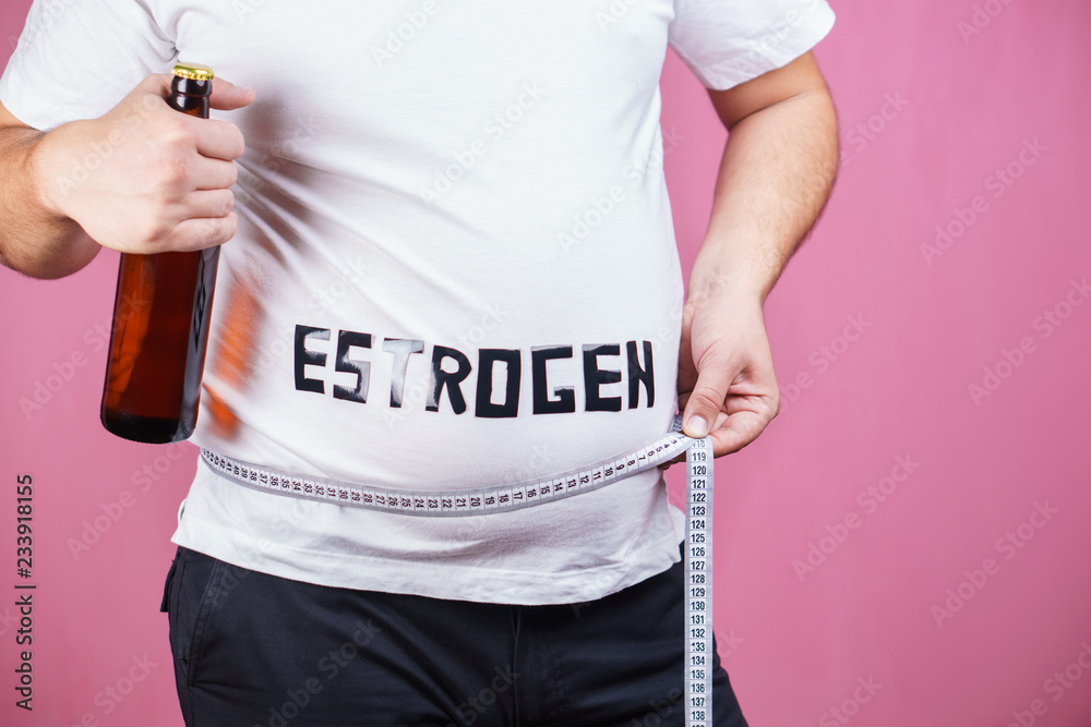 hormonal imbalance, weight gain, estrogen level, alcohol addiction overweight man belly with