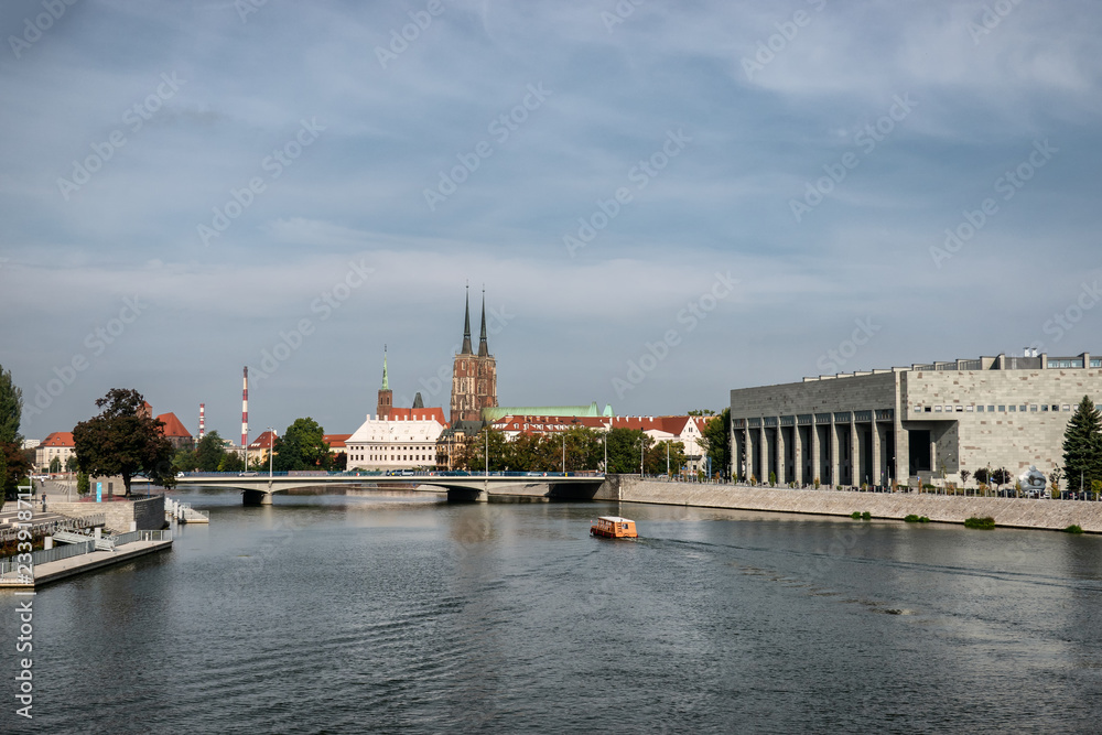 The Katedra and university at the Odra in Wroclaw Poland