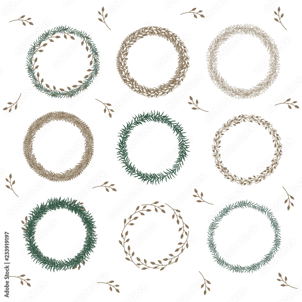 Vector big collection of hand written christmas phrases and quotes. Elegant calligraphic lettering phrases with pastel wreaths. Vintage style Vector big collection of hand written christmas phrases and quotes. Elegant calligraphic lettering phrases with pastel wreaths. Vintage style