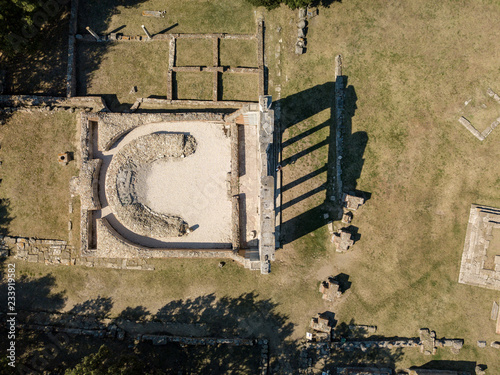 Aerial view of Apollonia ancient city in Fier, Albania photo