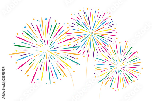 new year colorful fireworks decoration isolated on white background vector illustration EPS10