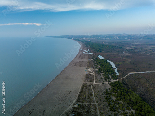 Aerial view of sand beach in Albania  Durres 