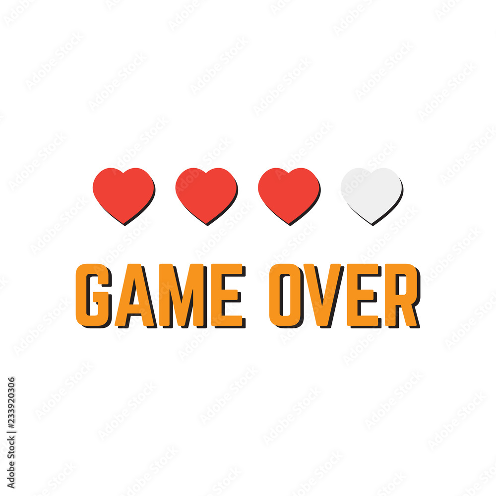 Game over pixel art arcade game screen vector illustration. Arcade retro banner, digital pixel 8-bit