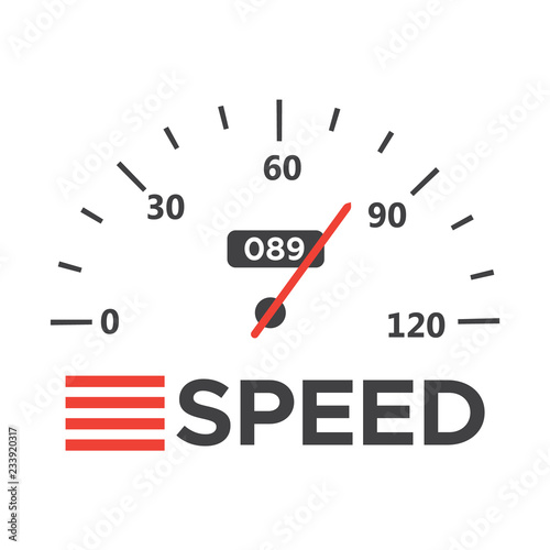 Car speedometer with speed level scale. Dashboard element panel speed