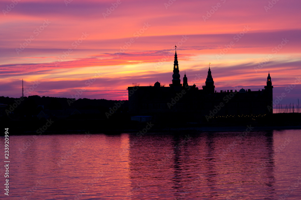 Fototapeta premium sunset over Kronborg castle - Unesco World heritage