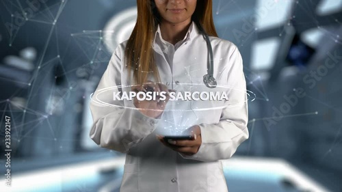 Female Doctor Hologram Word Kaposi's sarcoma photo