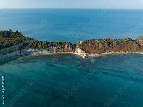 aerial video cape rodon in durres albania beach . kepi i rodonit 