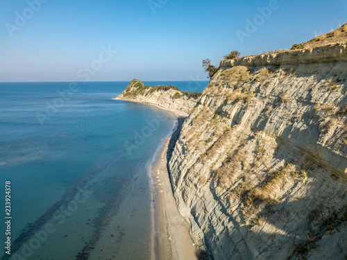 aerial video cape rodon in durres albania beach . kepi i rodonit  photo