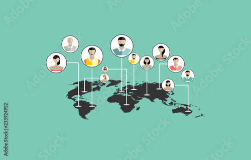 business, network, social, world, global, internet, technology, map, people, concept, communication, computer, media, digital, connection, web, icon, globe, abstract, earth, blue, community, illustrat