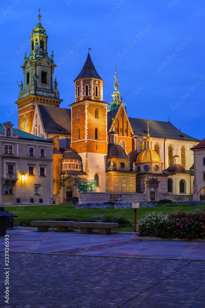 Wawel Cathedral at Night in Krakow