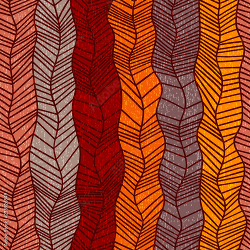 Vintage seamless pattern. Braided vertical braids drawn in the style of doodle. Grunge texture. Vector illustration.
