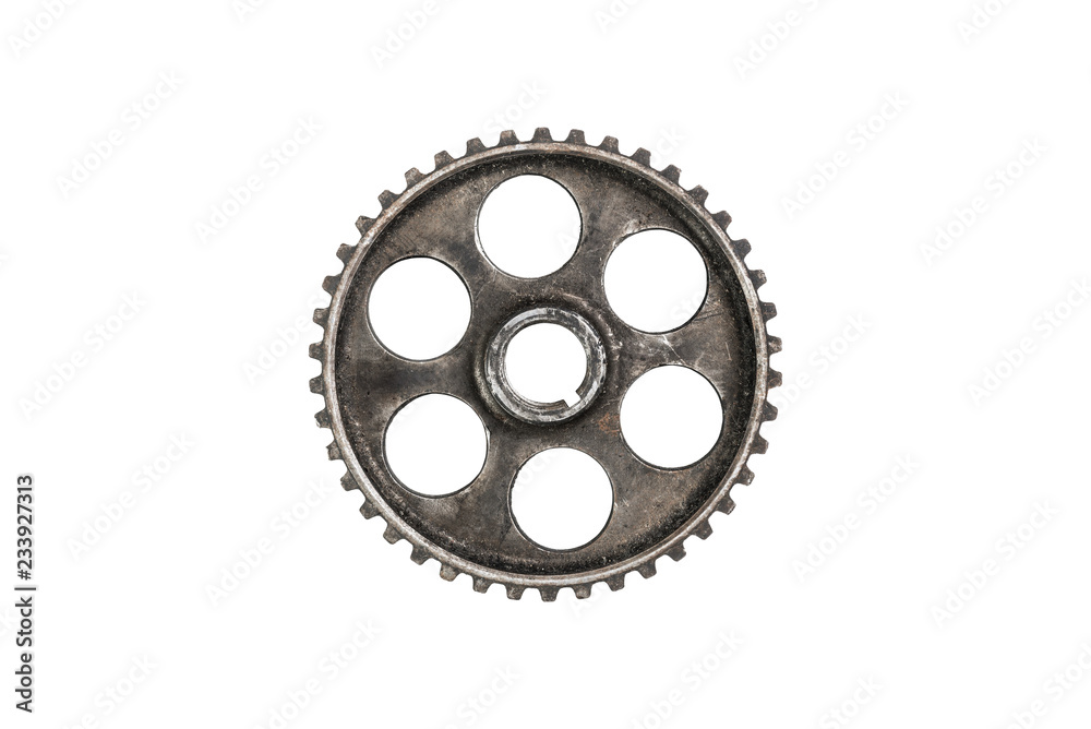 Scratched car gear/ Scratched car gear on an isolated white background Scratched car gear/ Scratched car gear on an isolated white background