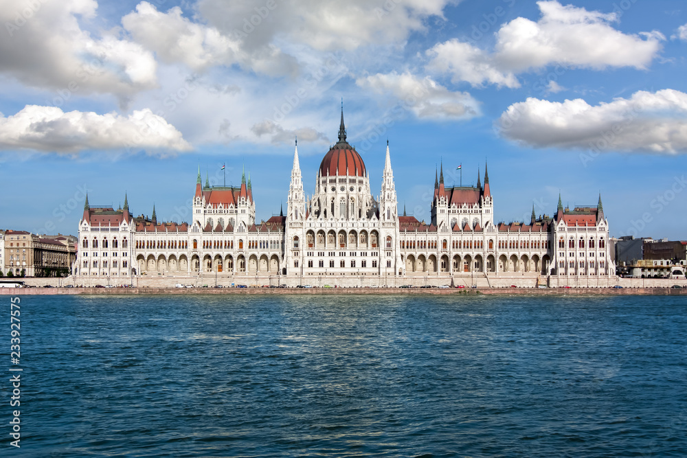 Parliament of Hungary in Budapest and Danube river