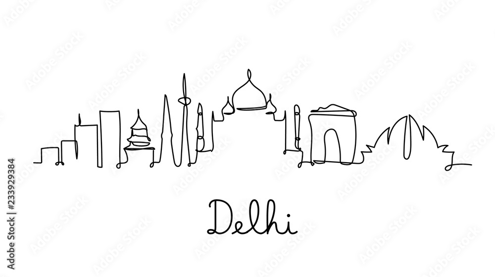 Delhi city skyline in one line style
