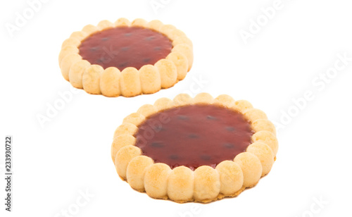 tartlets with raspberry jam isolated