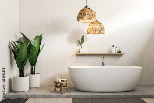 Fotografia White bathroom, white tub