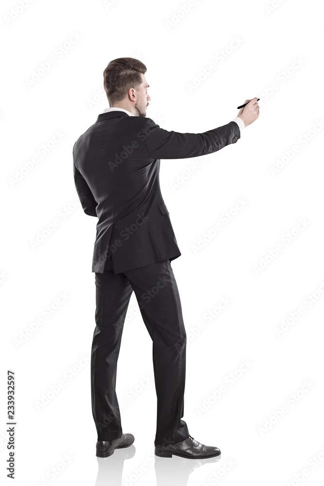 Full length portrait of businessman with marker Full length portrait of businessman with marker