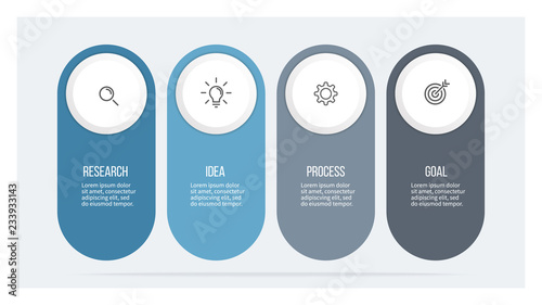 Business infographics with 4 steps, options. Vector template.