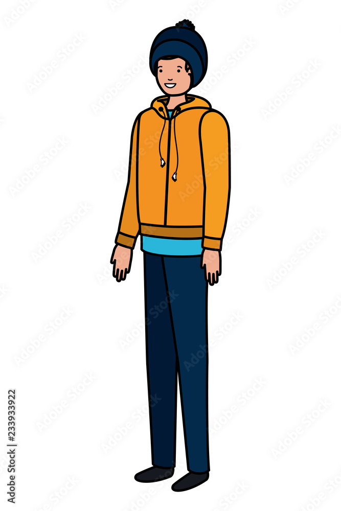 Obraz premium young man with winter clothes avatar character