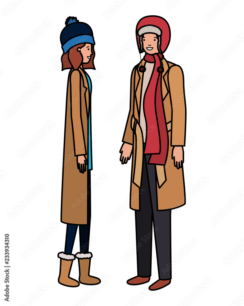couple with winter clothes avatar character