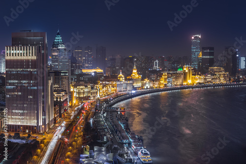 City Night View of The Bund in Shanghai 