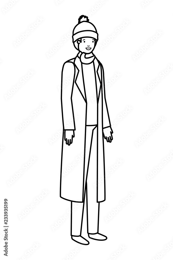young man with winter clothes avatar character young man with winter clothes avatar character