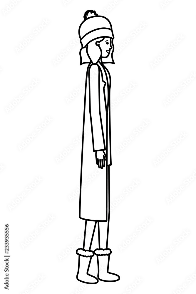 young woman with winter clothes avatar character young woman with winter clothes avatar character