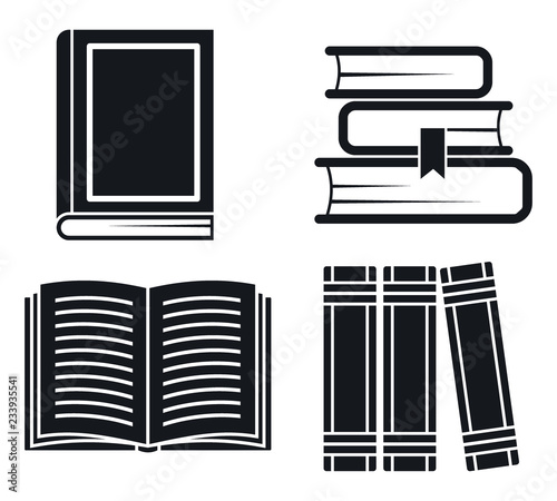 Library old books icon set. Simple set of library old books vector icons for web design on white background