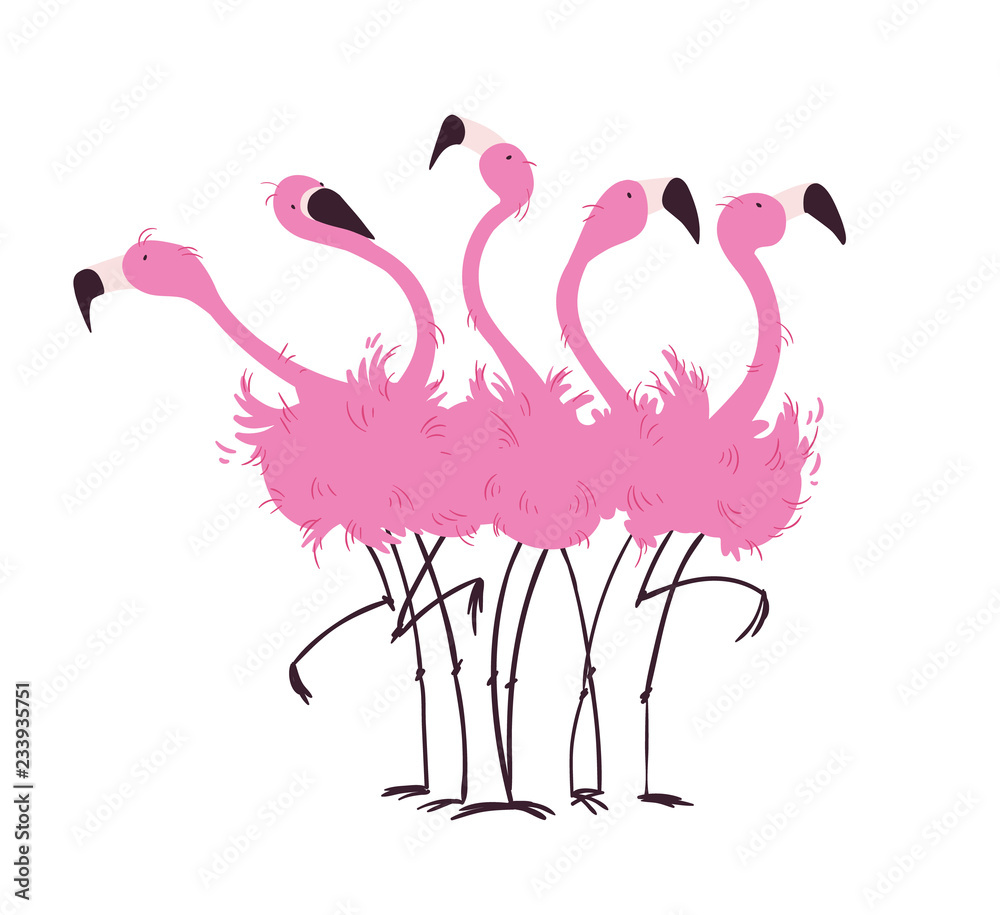 Fototapeta premium Stado flamingów ilustracji wektorowych