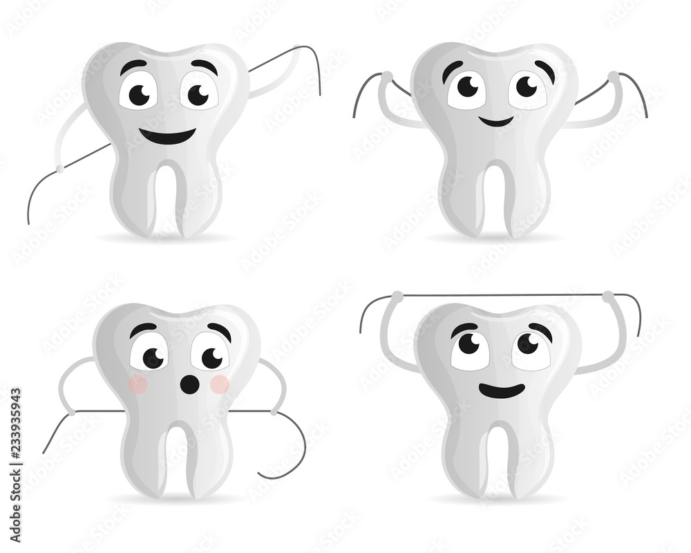 Dental floss icon set. Cartoon set of dental floss vector icons for web design Dental floss icon set. Cartoon set of dental floss vector icons for web design