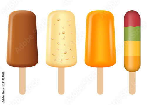 Popsicle icon set. Realistic set of popsicle vector icons for web design isolated on white background