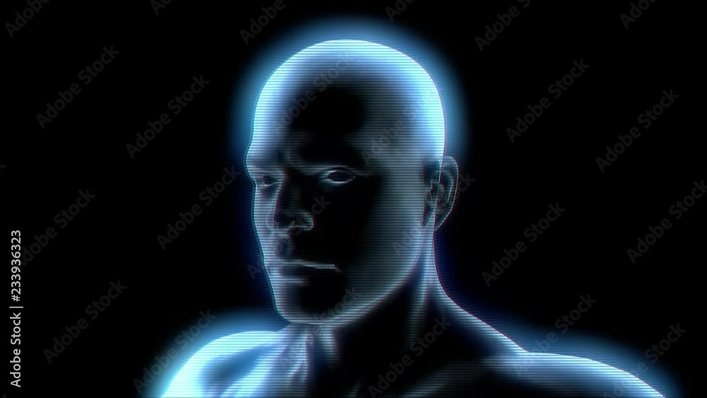 Heads up display element of a holographic man rotating (Loop).