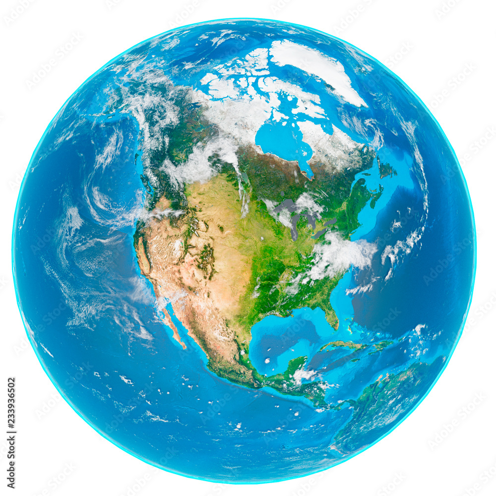 3d illustration of our Earth without and without clouds isolated