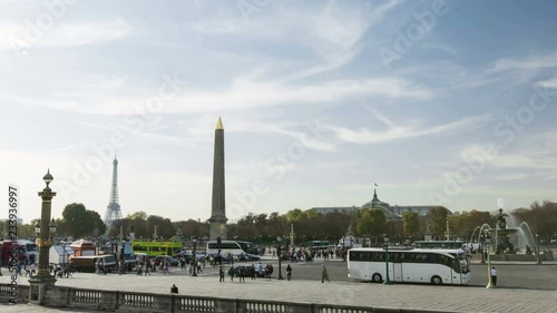 Timelapse of place Concorde in Paris, France. 
