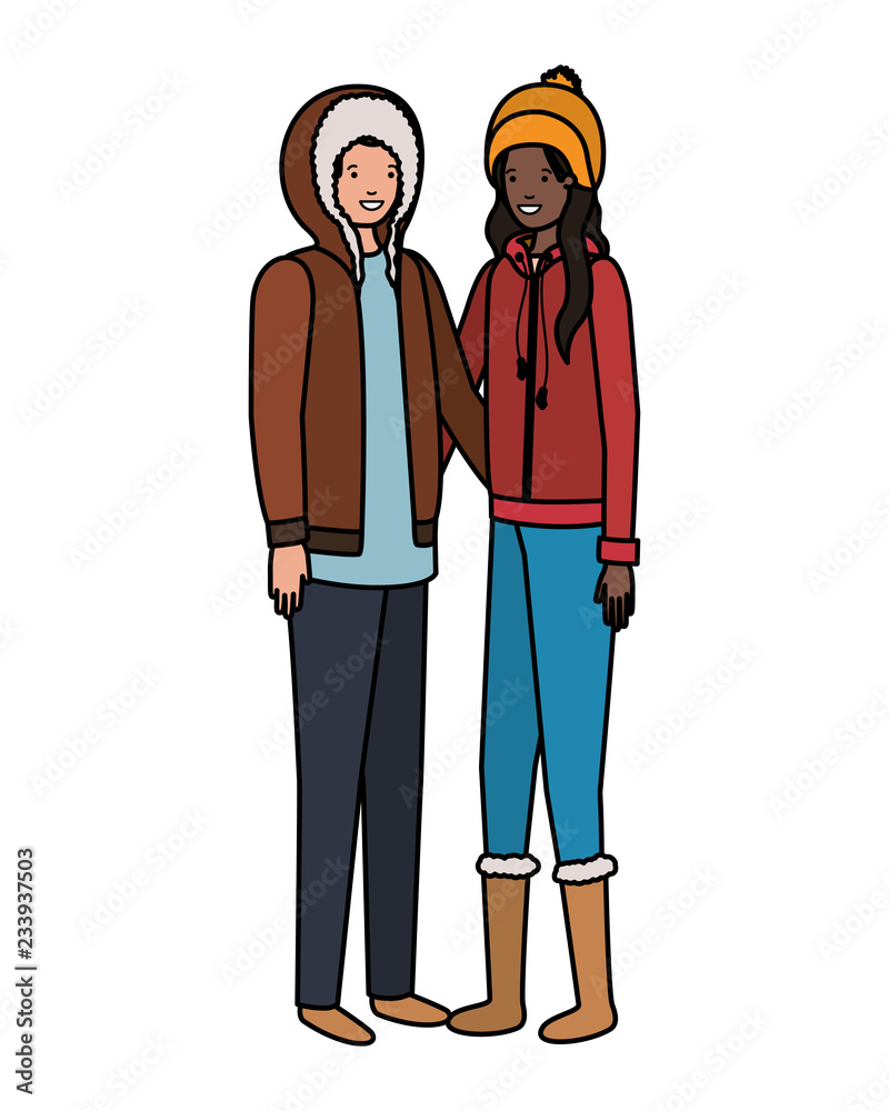 couple with winter clothes avatar character couple with winter clothes avatar character