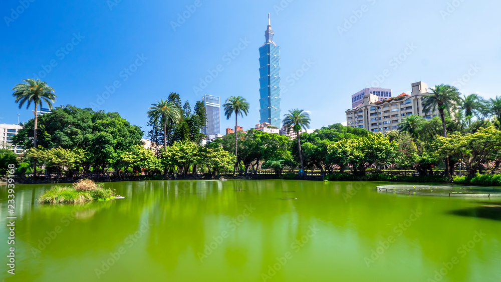 Landscape of Taipei city beside the lake 1