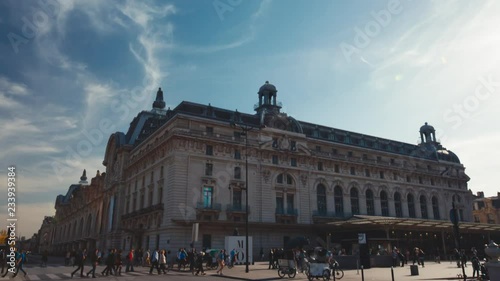Museum Orsay in Paris. Tilting establishing shot