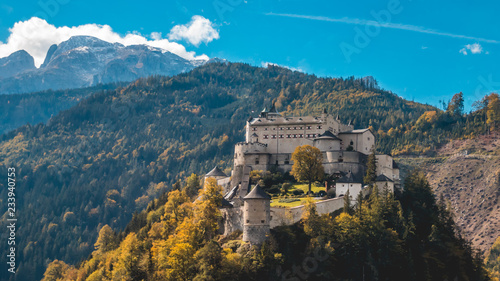 Beautiful alpine view of castle Hohenwerfen - Salzburg - Austria photo