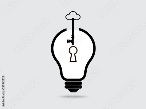 Key, Inspiration, Ideas, Light Bulb, Concepts.Vector