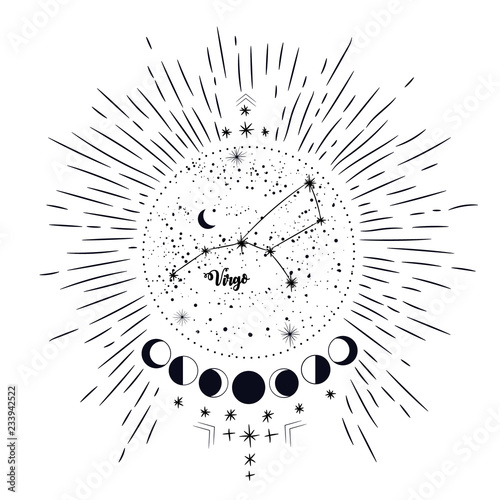 vintage retro vintage style engraving. horoscope , constellation , zodiac , space, star, vector illustration