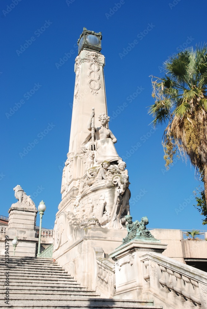 MARSEILLES_FRANCE,25 OCTOBER, 2018:Statue in front of Saint Charles station in Marseilles